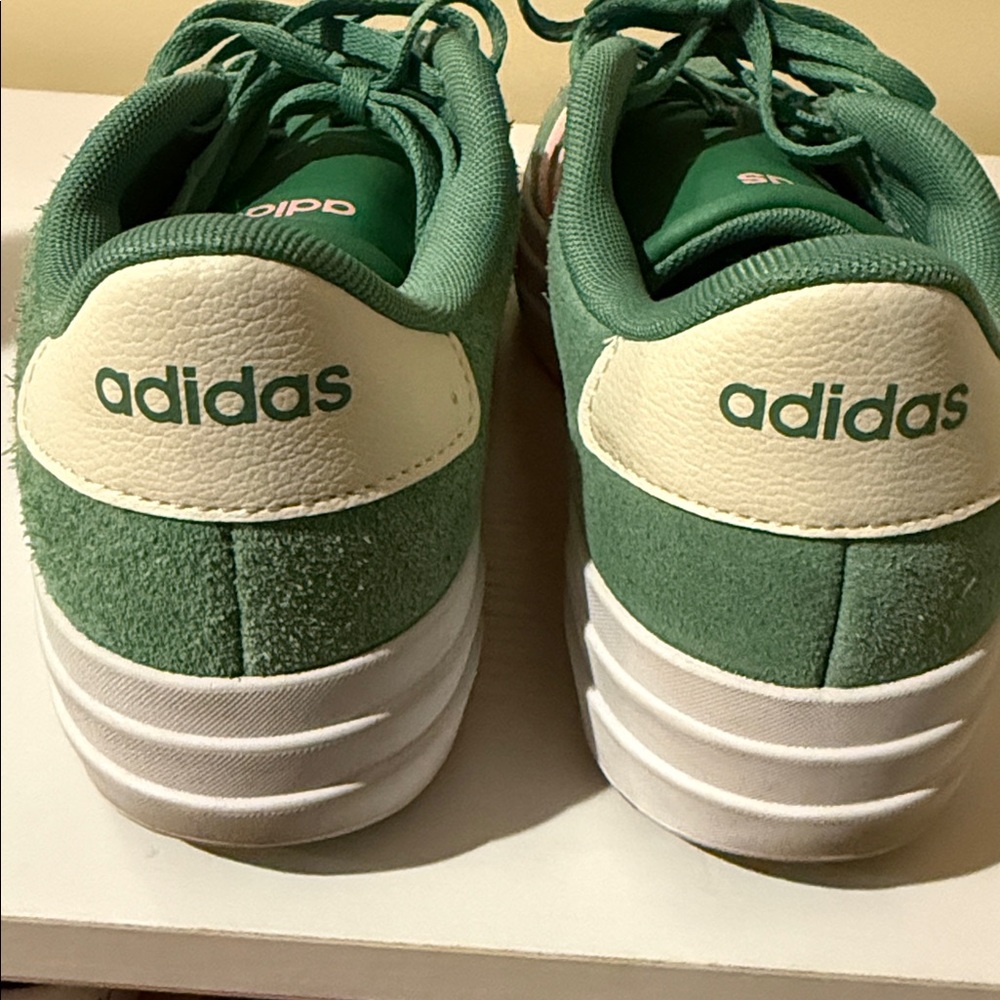 adidas VL Court Bold Sneakers in Green with Pink Stripes Women’s size 8 - Picture 4 of 7